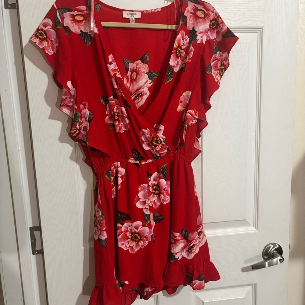 Red Floral Romper